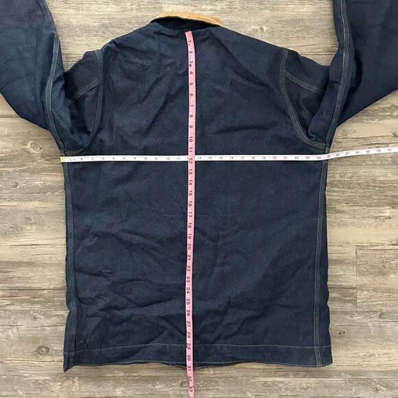 Vintage Roebucks Blanket Lined Denim Chore Coat Jacket Size Large Dark Wash - Picture 6 of 6